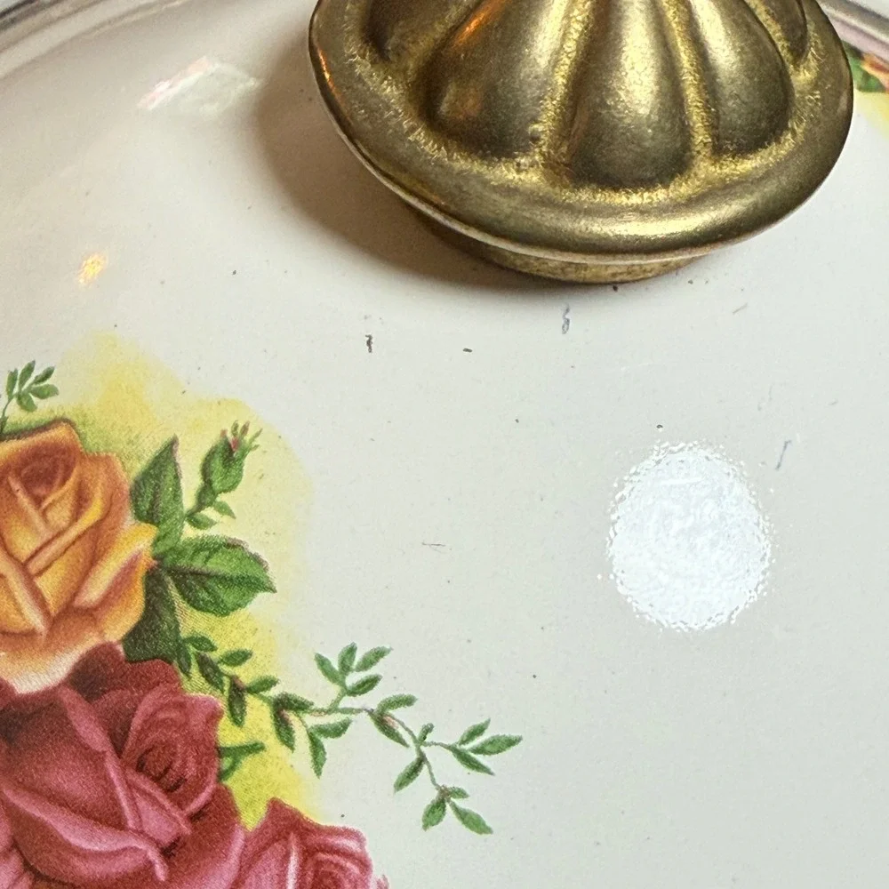 Royal Albert Old Country Roses Enamel‎ Tea Kettle Vintage Floral Teapot Brass